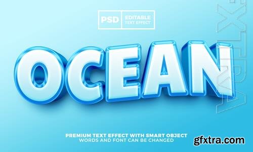 Ocean aquatic cartoon 3d editable text effect premium psd