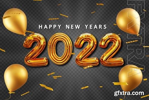 2022 Happy new years with 3d gold text effect psd