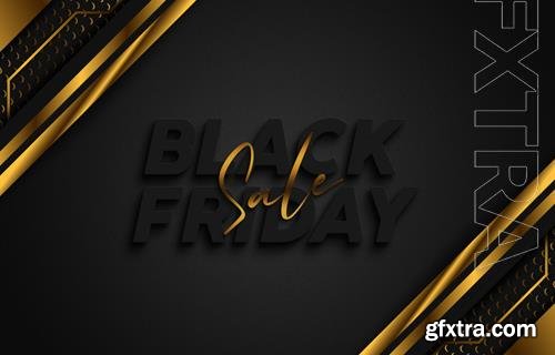 Black friday 3d abstract golden text effects banner psd