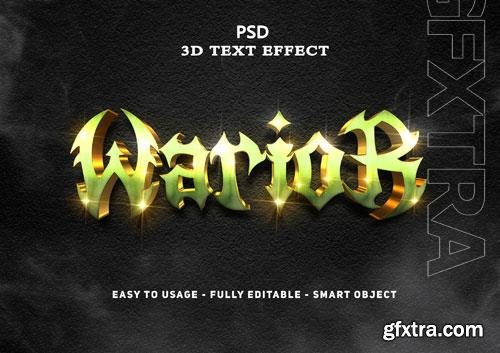 3d warior text style effect premium psd