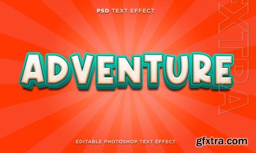 3d adventure text effect template with cartoon style psd