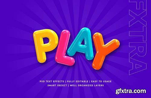 Play cartoon 3d text style effect premium psd