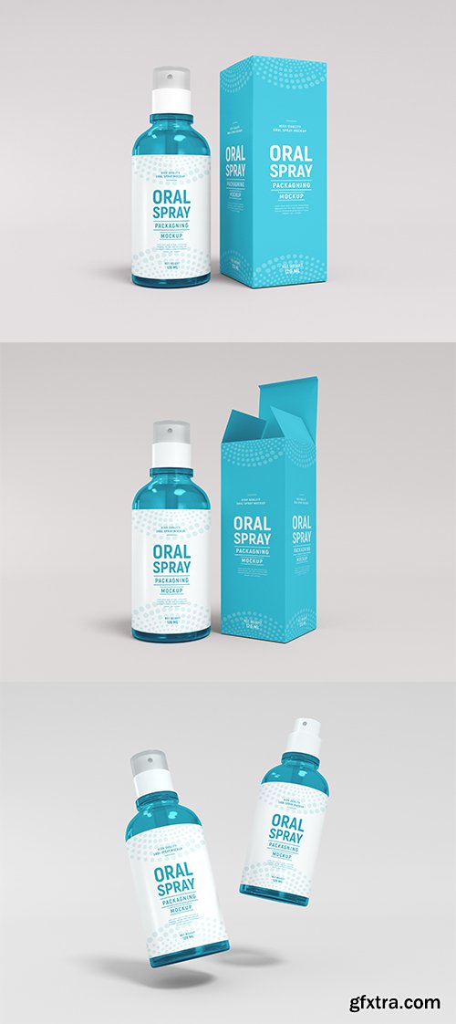 Oral spray bottles mockup