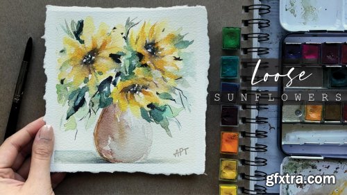 Loose Watercolor Florals - Sunflower Painting Using The Wet On Wet 