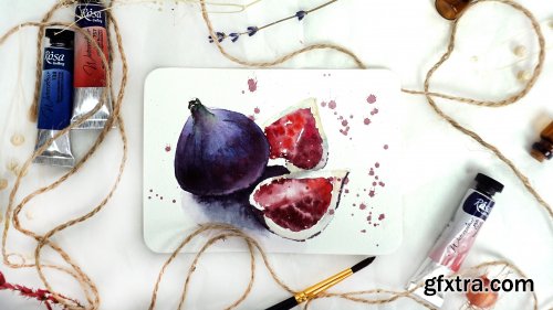  Tropical Fruit Series: FIGS [course 4]. Paint Easy Food Postcards in Watercolor Like a Pro