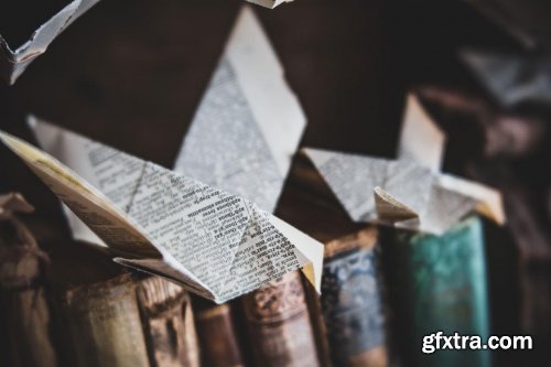  Still Life Photography: Paper Birds And Vintage Books Setup Inspired By The Starless Sea