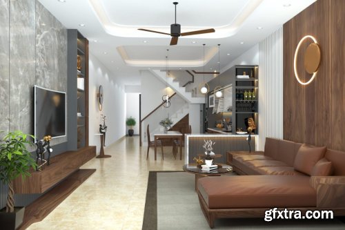 Sketchup Interior Living Room and Kitchen by Dung Nguyen