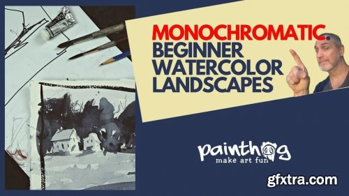  Simple Watercolor Landscapes; Paint Your Own Loose, Colorful, Monochromatic Artwork