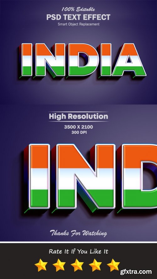 GraphicRiver - 3D India Flag Color PSD Text Effect 34803738