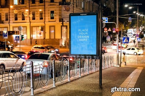 Evening City Street Billboard Mockup Template
