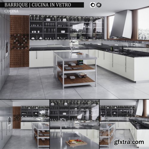 Kitchen Barrique Cucina in vetro - Kitchen - 3D Models - 3DSKY 