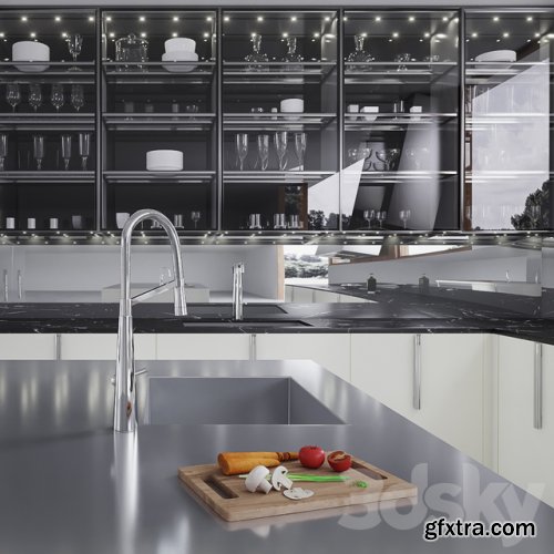 Kitchen Barrique Cucina in vetro - Kitchen - 3D Models - 3DSKY 