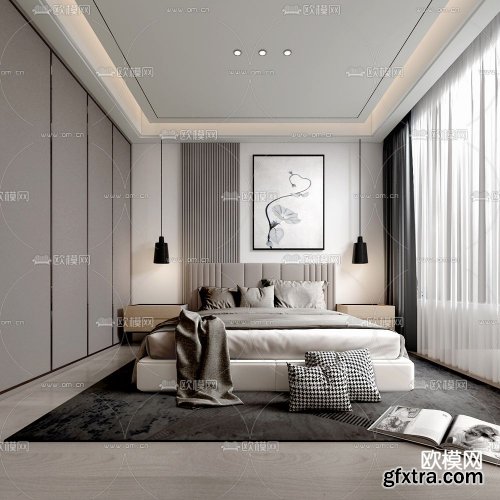 Modern bedroom 3d model 11664526