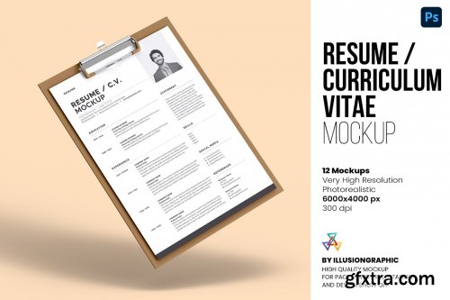CreativeMarket - Resume - Curriculum Vitae Mockup 6671352