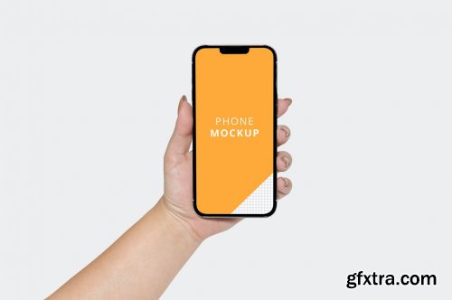 iPhone 13 Pro Max in Woman Hand Isolated Mockup