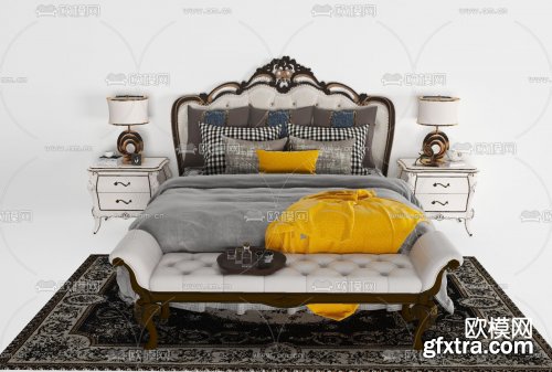 European-style fabric double bed 11594107