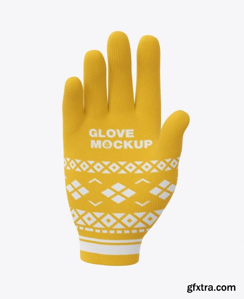 Winter Gloves Mockup. Back Side