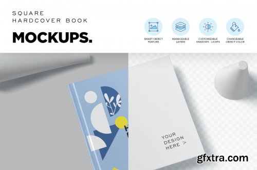 Square Hard Cover Book Mockups