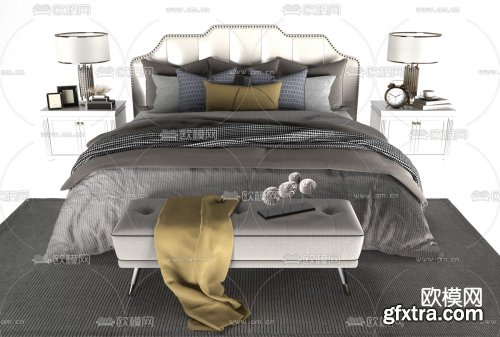 American fabric double bed 11665432