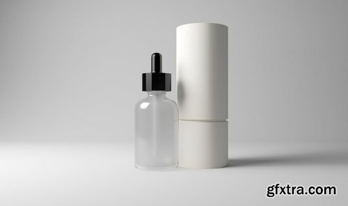 Dropper Bottle with Cylindrical Box Mockup