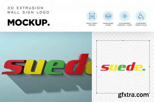 3D Extrusion Wall Sign Logo Mockup