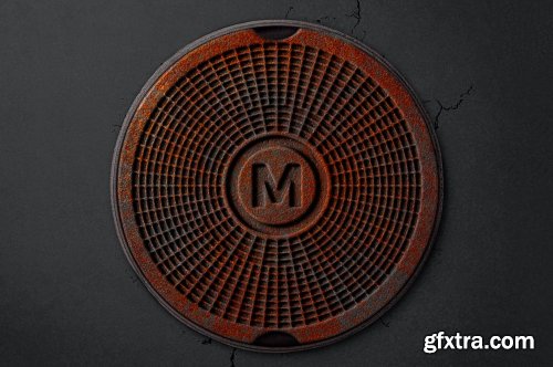 Engraved Manhole Cover Logo Mockup