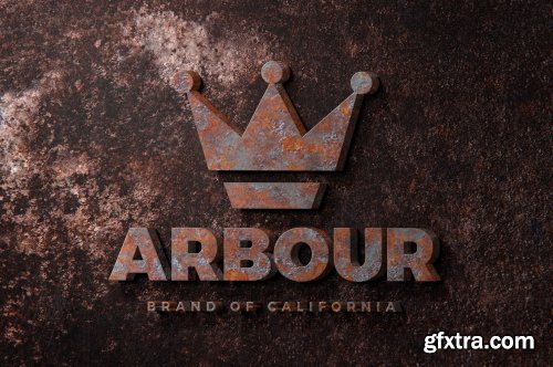 3D Rusted Metal Logo Mockup