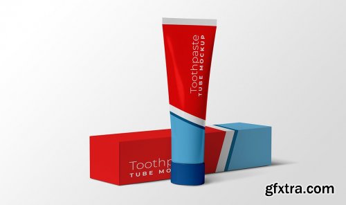 Toothpaste tube and Paper box Mockup