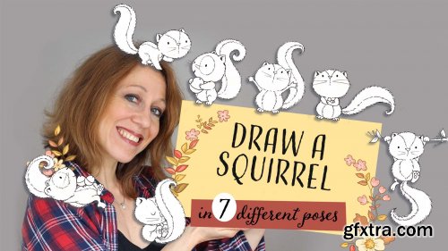  Drawing 7 cute squirrel poses