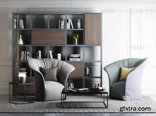 Modern single sofa bookcase