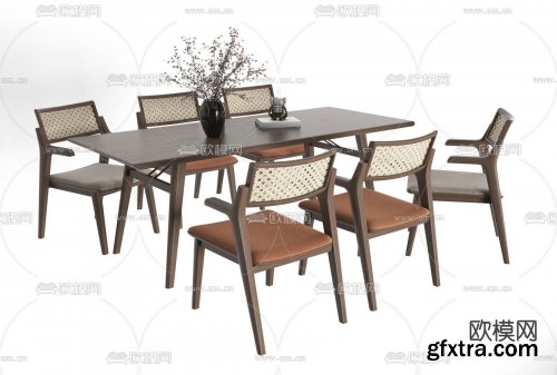 Solid wood dining table and chair