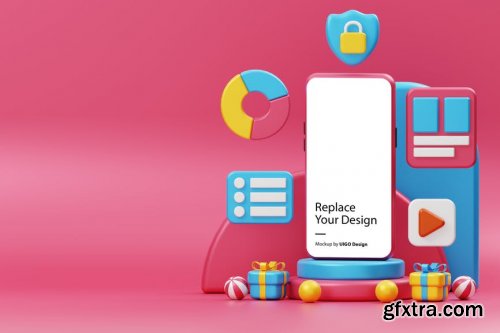 Mockup Smartphone Device 3D Fun Background