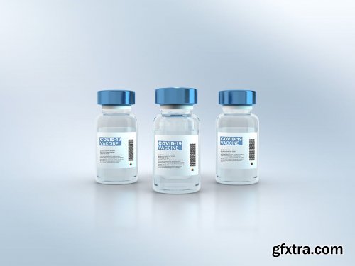 Vaccine Vials with Labels PSD Mockups