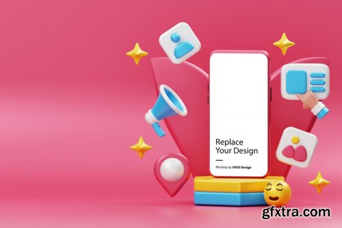 Mockup Smartphone Device 3D Fun Background