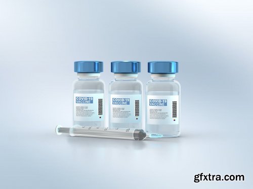 Vaccine Vials with Labels PSD Mockups