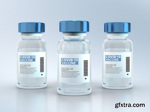 Vaccine Vials with Labels PSD Mockups