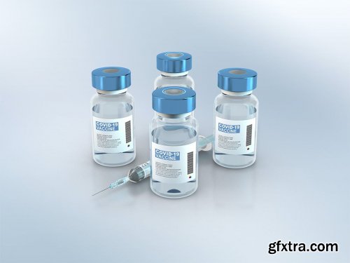 Vaccine Vials with Labels PSD Mockups