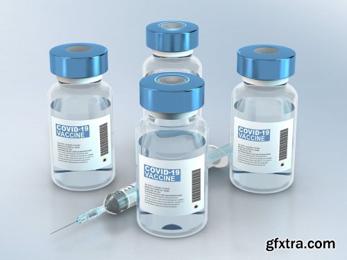 Vaccine Vials with Labels PSD Mockups