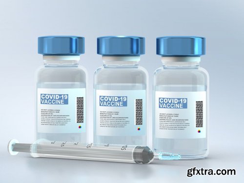 Vaccine Vials with Labels PSD Mockups