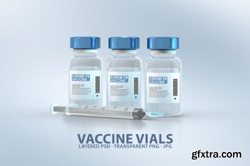 Vaccine Vials with Labels PSD Mockups