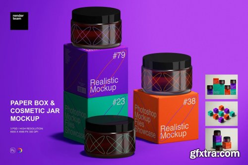 CreativeMarket - Paper Box and Cosmetic Jar Mockup 6635716