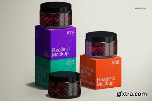 CreativeMarket - Paper Box and Cosmetic Jar Mockup 6635716