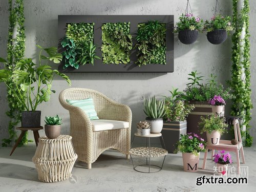 Modern green plant potted plant hanging painting