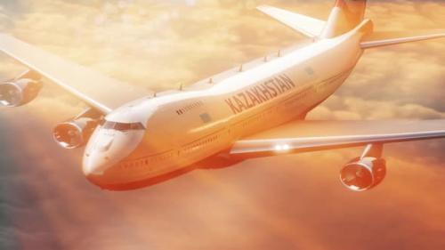 Videohive - Plane Flight Travel to Kazakhistan in Sunshine - 35023866 - 35023866