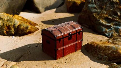 Videohive - Treasure Chest in Sand Dunes on a Beach - 35024007 - 35024007