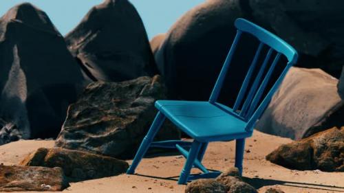 Videohive - Retro Blue Wooden Chair on the Beach - 35024015 - 35024015