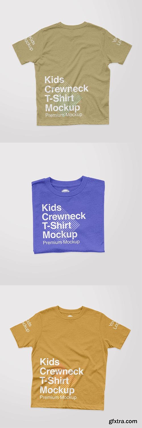 Kids heather texture crewneck tshirt front mockup