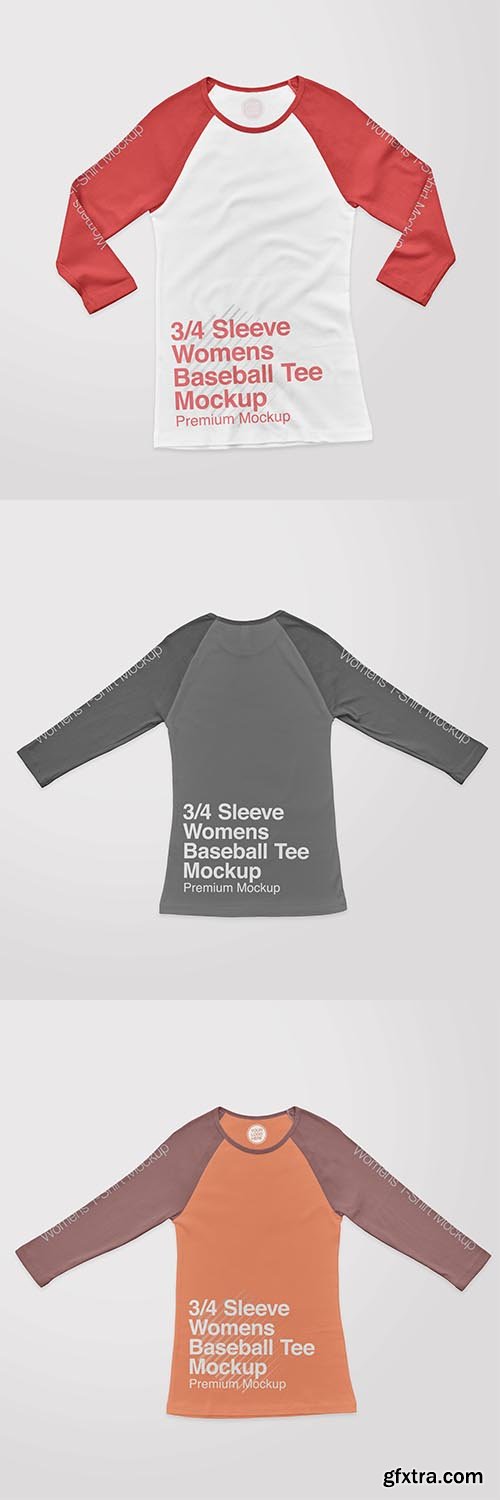 Womens sleeve baseball tee front mockup