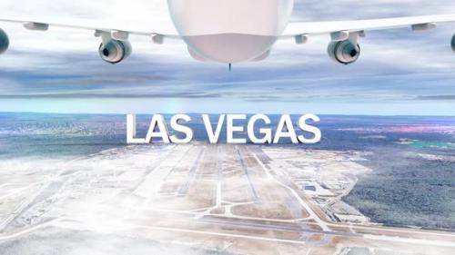 Videohive - Commercial Airplane Over Clouds Arriving City Las Vegas - 34966821 - 34966821