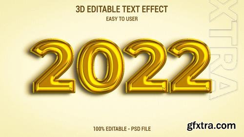 3d 2022 text effect template with gold color luxury premium psd